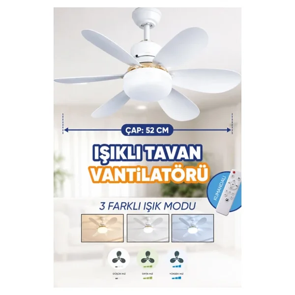 Waldern Aydınlatmalı Uzaktan Kumandalı Tavan Vantilatörü - Görsel 4