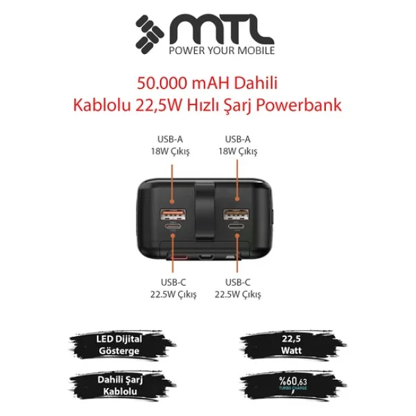 Mtl Mt4351 50000 mAh Hızlı Şarj Powerbank - Görsel 2