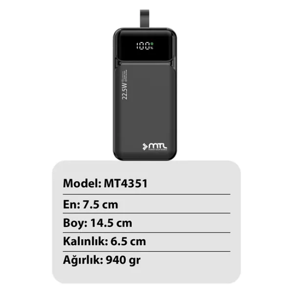 Mtl Mt4351 50000 mAh Hızlı Şarj Powerbank - Görsel 3