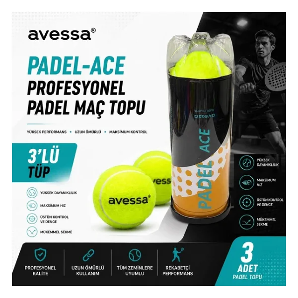 Avessa Padel-Ace Profesyonel Padel Maç Topu 3lü - Görsel 3