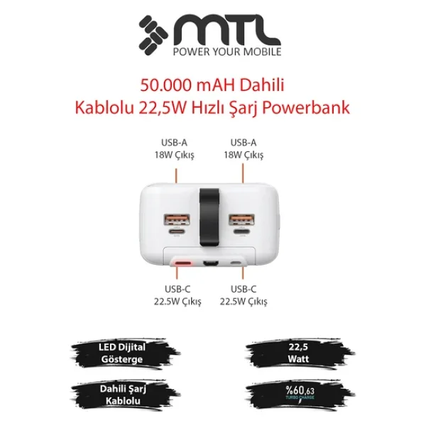 Mtl Mt4351 50000 mAh Hızlı Şarj Powerbank - Görsel 9