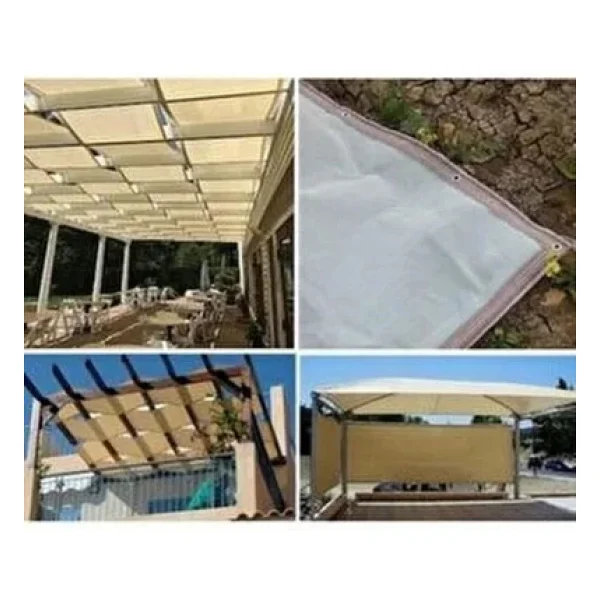 Krem 1x4mt Gölgelik File %95 Lik Gölgelik Kumaş Kolonlu Kuş Gözlü Çit Brandası - Görsel 5