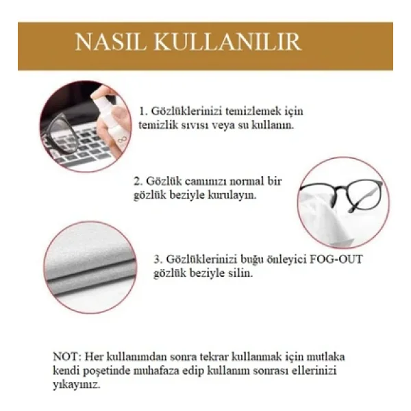 Optic Master Anti-Fog Buğu Buhar Önleyici Mikrofiber Bez / Gözlük Bezi - Görsel 5