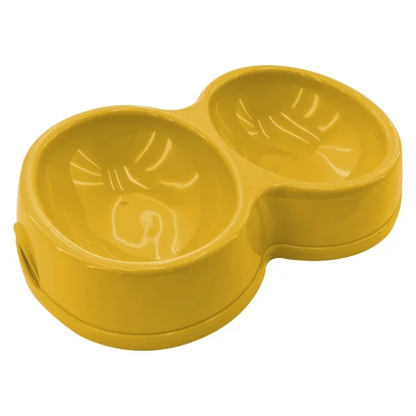 8566 Çiftli Kedi/Köpek Mama Kabı Sarı - Görsel 4