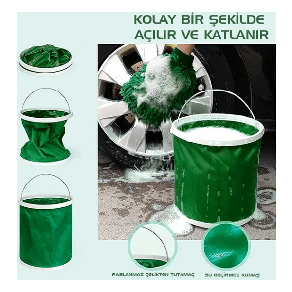 Protackle Katlanabilir Araç Yıkama Kovası 9 Lt Haki - Görsel 3