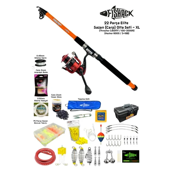 Fishack 23 Parça Elite Sazan Carp Olta Seti XL - 3.60mt / 100-300gr - Görsel 4