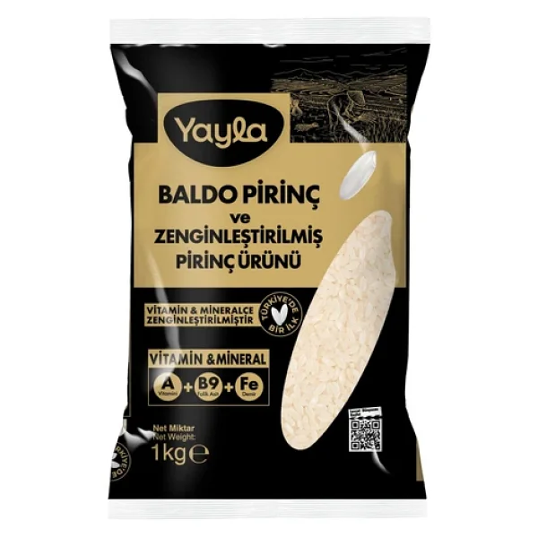 Yayla Baldo Pirinç Ve Zenginleştirilmiş Pirinç Ürünü (A+B9+Fe) 1 Kg - Görsel 6