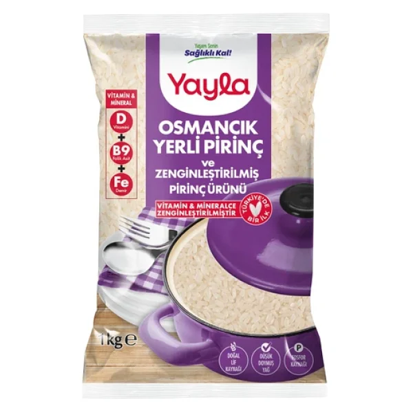 Yayla Osmancık Yerli Pirinç Ve Zenginleştirilmiş Pirinç Ürünü (D+B9+Fe) 1 Kg - Görsel 5