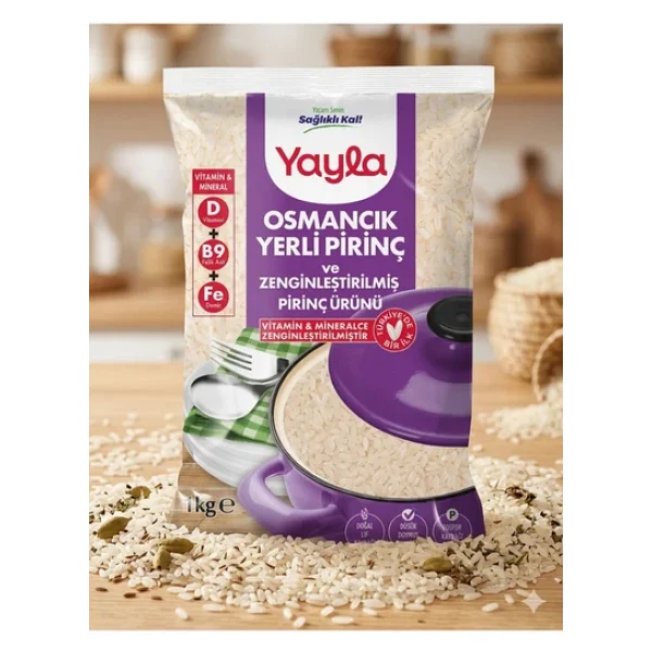Yayla Osmancık Yerli Pirinç Ve Zenginleştirilmiş Pirinç Ürünü (D+B9+Fe) 1 Kg - Görsel 6