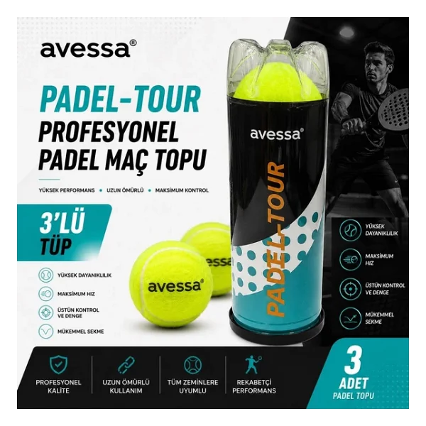 Avessa Padel-Tour Profesyonel Padel Maç Topu 3lü - Görsel 3
