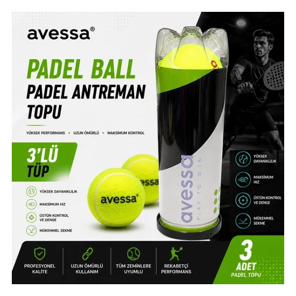 Avessa Padel-Ball Padel Antrenman Topu 3lü - Görsel 3
