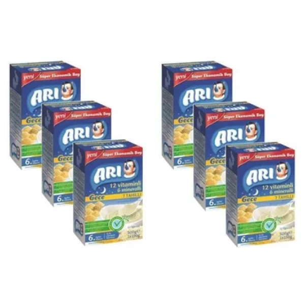 Arı Mama 12 Vitaminli 6 Mineralli 7 Tahıllı Gece Sütlü Pirinç Unu Kaşık Maması 500 Gr 6 Adet - Görsel 4