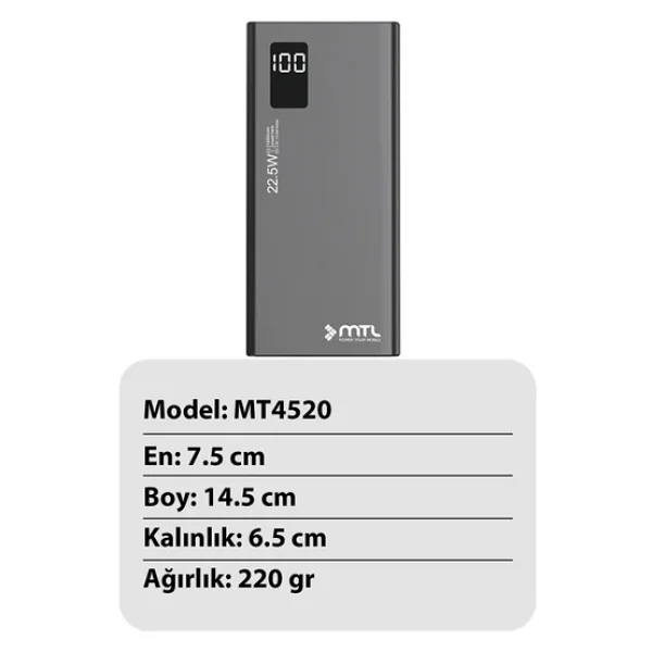 Mtl Mt4520 20000 mAh Hızlı Şarj Powerbank - Görsel 10