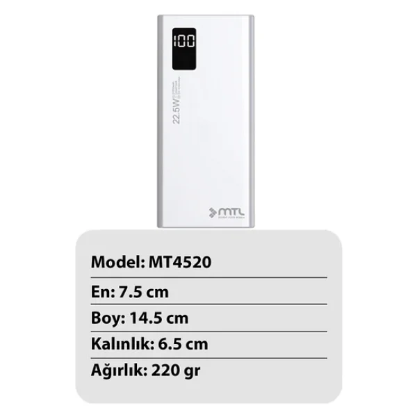 Mtl Mt4520 20000 mAh Hızlı Şarj Powerbank - Görsel 3