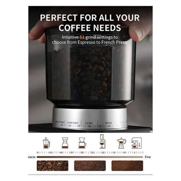 Vosco Dijital Espresso Ve Kahve Öğütücü - Ayarlanabilir Dozaj Ve Öğütme Seçenekleri - Görsel 6