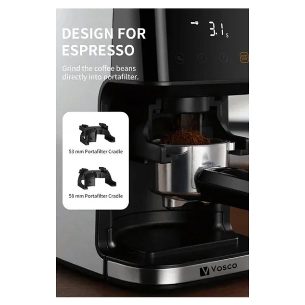 Vosco Dijital Espresso Ve Kahve Öğütücü - Ayarlanabilir Dozaj Ve Öğütme Seçenekleri - Görsel 4