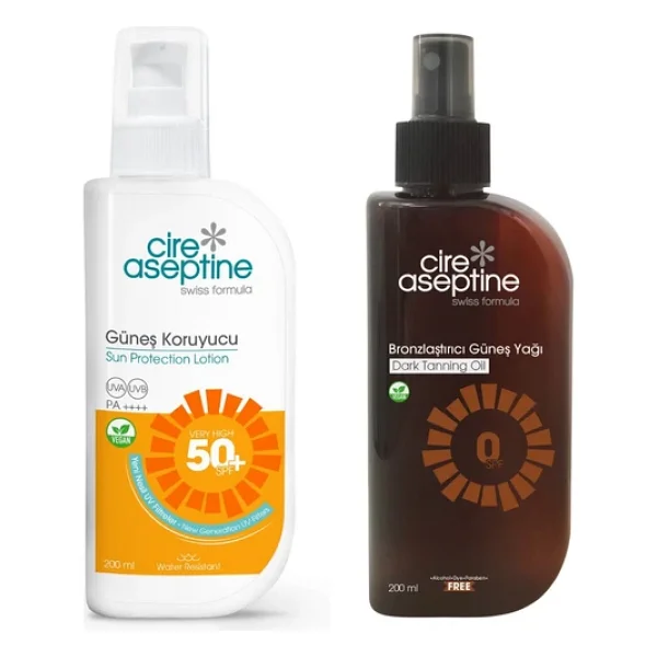 Cire Aseptine Güneş Koruyucu 50 Spf 200ml + Bronzlaştırıcı Güneş Yağı 0 Spf 200 Ml 2 Li Set - Görsel 6