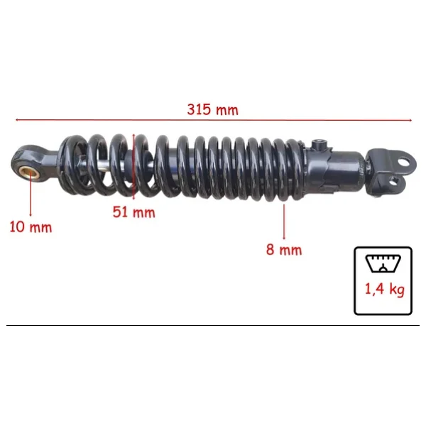 Arora Scooter 50 Arka Amortisör Ayarlı 315 Mm (8 Yay) Cappucino Uyumlu - Görsel 3