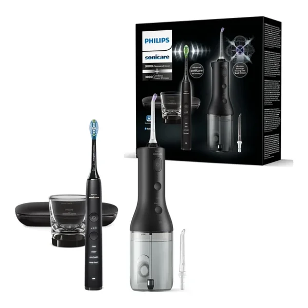 Philips Sonicare Kablosuz Power Flosser Ağız Sulama Cihazı Ve Diamondclean 9000 Elektrikli Diş Fırçası - Temiz Dişler, Temiz Diş Etleri Ve Plak Temizleme, Siyah (Model Hx3886/43) - Görsel 3