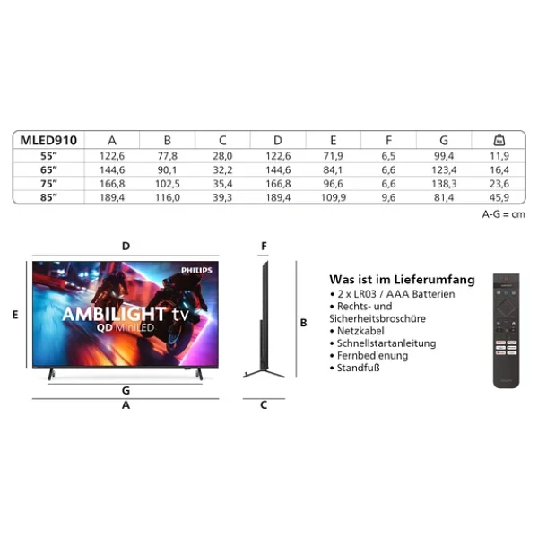 Philips 65mled910 4K Ultra HD 65" 165 Ekran Uydu Alıcılı Smart Ambilight Qned Miniled TV - Görsel 3