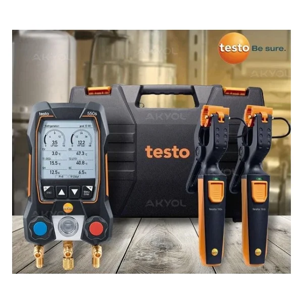 Testo 550s Akıllı Set - Kablosuz Kelepçe Sıcaklık Problarına Sahip Akıllı Dijital Manifold ( Hortum Seti Hariç ) - Görsel 7