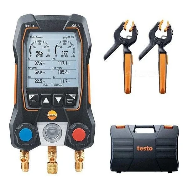 Testo 550s Akıllı Set - Kablosuz Kelepçe Sıcaklık Problarına Sahip Akıllı Dijital Manifold ( Hortum Seti Hariç ) - Görsel 4