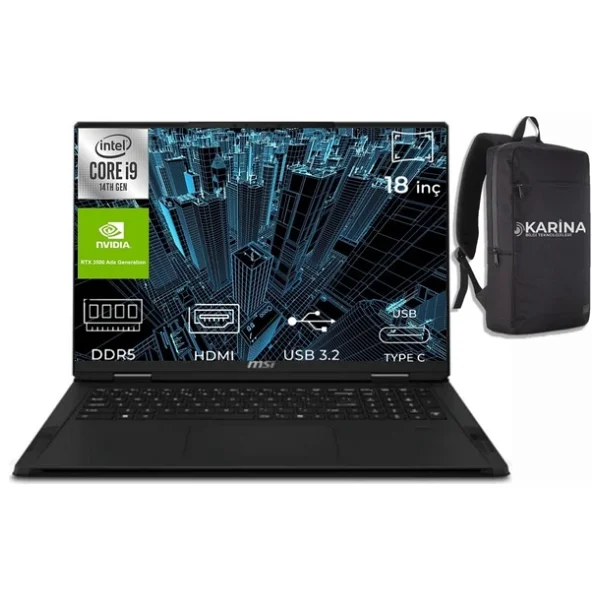 MSI Creatorpro X18 Hx Intel Core I9 14900HX A14VKSG-481TR-K0004 128GB 4tb+4tb RTX3500 Ada W11PRO 18" Wquxga Notebook Iş Istasyonu