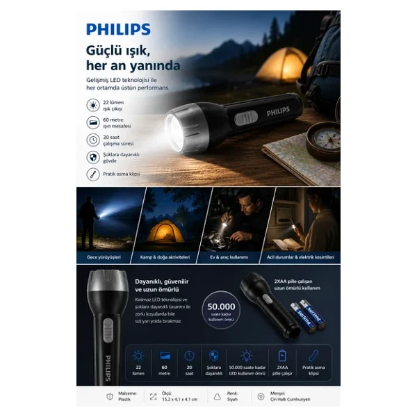 Philips El Feneri Sfl3175 Siyah - Görsel 6