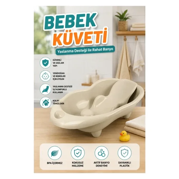Dolu Bej Küvet Ve Bebek Yaslanma Desteği - Görsel 6