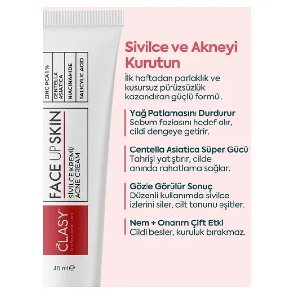 Clasy Care Face Up Skin Sivilce Kremi 40 Ml - Görsel 2