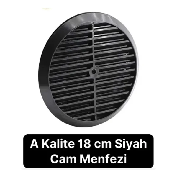 Aç Kapa Yalıtımlı Havalandırma Ayarlı 18cm Siyah Kapak Cam Menfezi Doğalgaz Boşluk Aparatı Başlık - Görsel 3