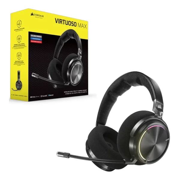Corsair Virtuoso Max Ca-9011372-Ww Siyah RGB Kablosuz Kulak Üstü Oyuncu Kulaklığı - Görsel 4