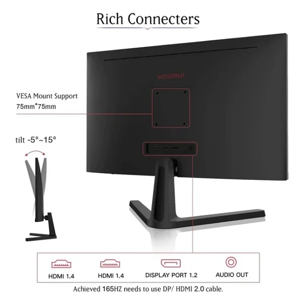 Koorui 24e4 24" 1 Ms Full HD 165 Hz Oyuncu Monitörü - Görsel 3