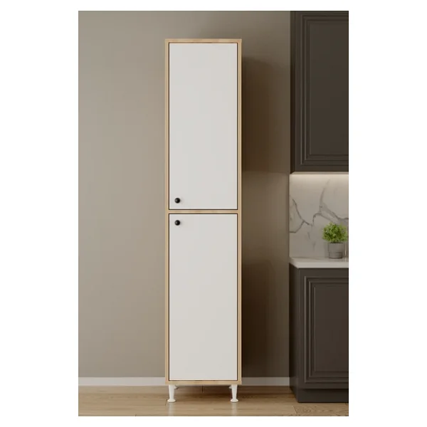 Aeka Ae-2027 Lina 2 Kapaklı Çok Amaçlı Dolap 40x180 Cm Raflı Dar Yüksek Boy Banyo Çok Bölmeli Depolama Dolabı - Görsel 6