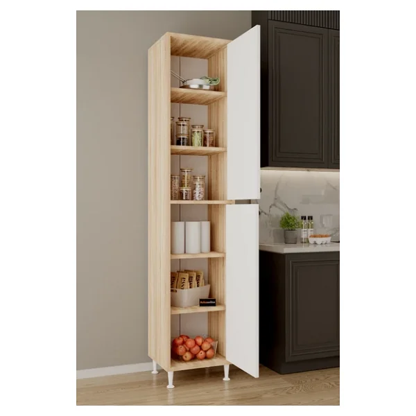 Aeka Ae-2027 Lina 2 Kapaklı Çok Amaçlı Dolap 40x180 Cm Raflı Dar Yüksek Boy Banyo Çok Bölmeli Depolama Dolabı - Görsel 5