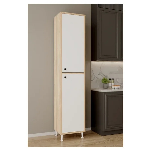 Aeka Ae-2027 Lina 2 Kapaklı Çok Amaçlı Dolap 40x180 Cm Raflı Dar Yüksek Boy Banyo Çok Bölmeli Depolama Dolabı - Görsel 3
