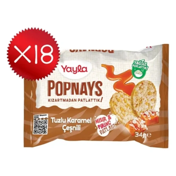 Yayla Popnays Tuzlu Karamel Çeşnili Mısır Ve Pirinç Patlağı 34 G X18 - Görsel 3