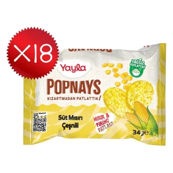 Yayla Popnays Süt Mısırı Çeşnili Mısır Ve Pirinç Patlağı 34 G X18 - Görsel 3