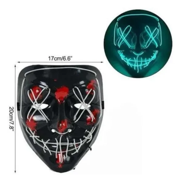 Hallowen Parti Maskesi Neon LED Işıklı Maske 3 Modlu Cadılar Bayramı Maskesi - Görsel 4