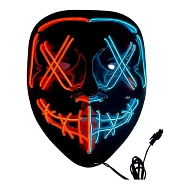 Hallowen Parti Maskesi Neon LED Işıklı Maske 3 Modlu Cadılar Bayramı Maskesi - Görsel 5