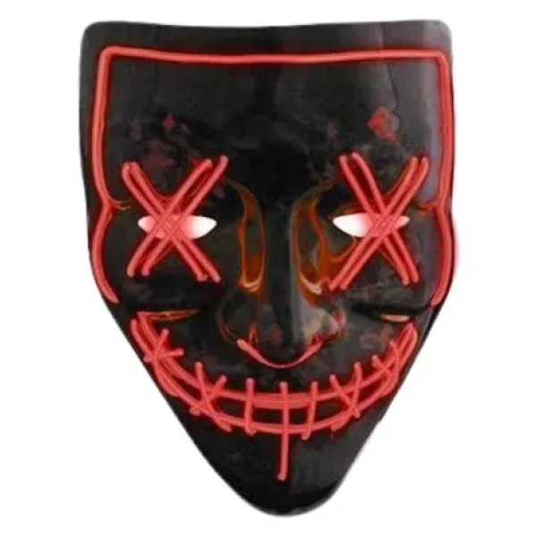 Hallowen Parti Maskesi Neon LED Işıklı Maske 3 Modlu Cadılar Bayramı Maskesi - Görsel 3