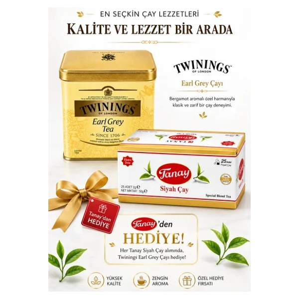 Twinings Earl Grey Çayı 500 Gr + Tanay Siyah Çay Hediye Kampanyası - Görsel 5