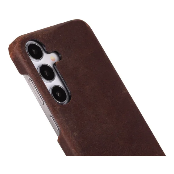 Samsung Galaxy S25 Uyumlu, Hakiki Deri, El Yapımı Arka Kapak, Antik Kahve - Görsel 4