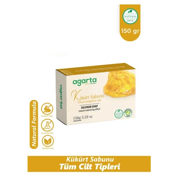 Agarta El Yapımı Doğal Kükürt 150 Gr Sabun - Görsel 3