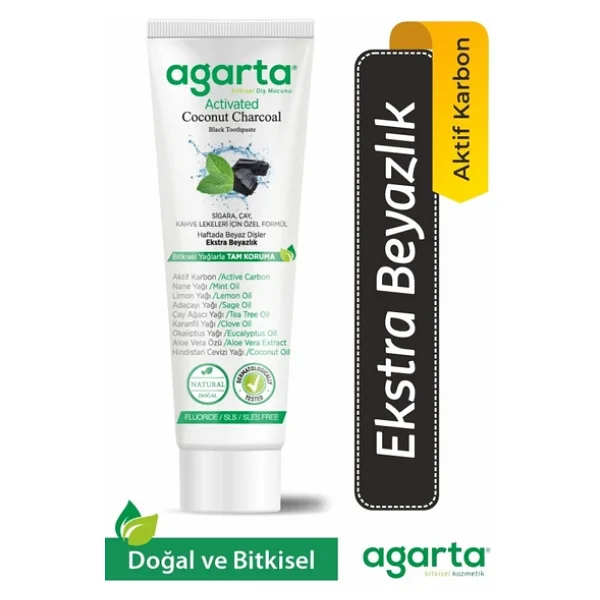 Agarta Hindistan Cevizi Özlü Aktif Karbon 100 Ml Florürsüz Diş Macunu - Görsel 3