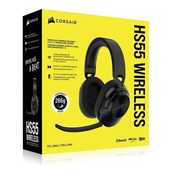 Corsair Hs55 Wireless Ca-9011280-Eu Siyah 7.1 Kablosuz Kulak Üstü Oyuncu Kulaklığı - Görsel 5