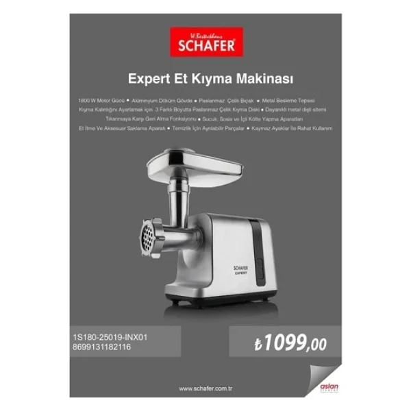 Schafer Expert 1800 W Kıyma Makinesi - Görsel 2