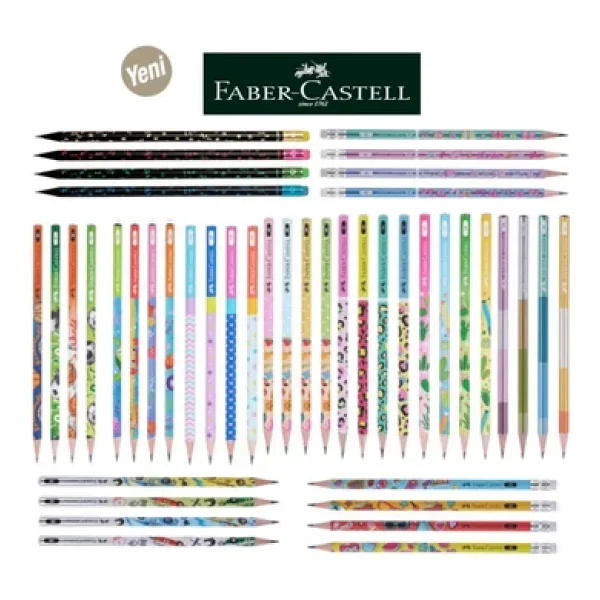 Faber Castell Faber Castel Lüx Mercanlı Silgili Karışık Yuvarlak Kurşun Kalem 6 Adet - Görsel 4
