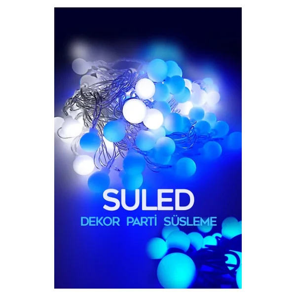 Suled Top LED Mavi Dekor LED Yılbaşı LED Işıkları 5mt Işıkları Top Dize Işıklar Masa Dekorasyon Noel Işık - Görsel 3