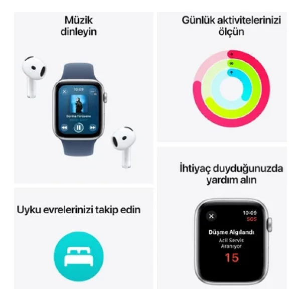 Apple Watch Se 2 2023 GPS 40mm Gece Yarısı Alüminyum Kasa Ve Gece Yarısı Spor Loop Kordon Akıllı Saat - Görsel 5
